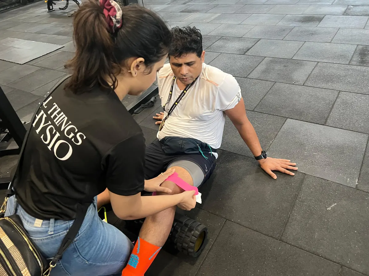 On-field physio care at a sports event