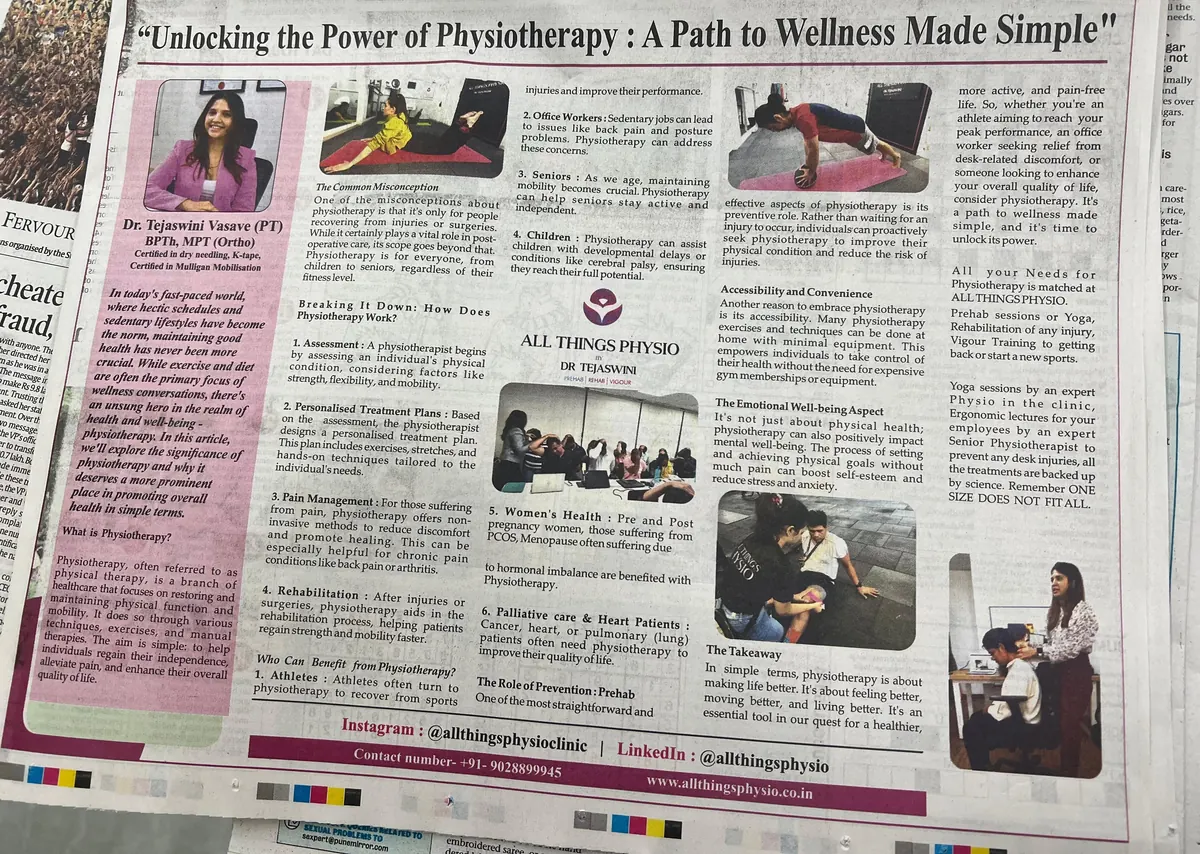 Newspaper feature on All Things Physio